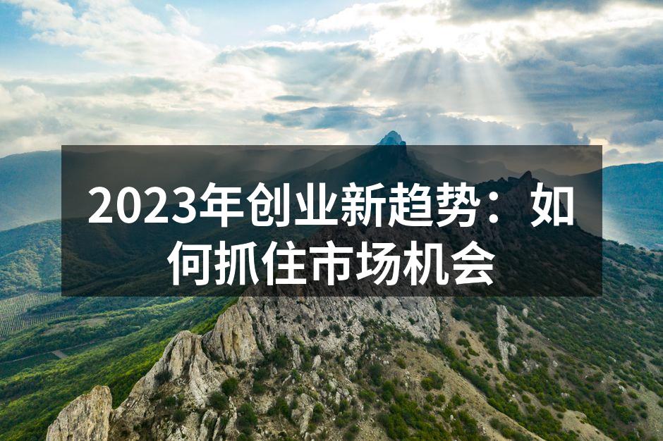 2023年创业新趋势：如何抓住市场机会